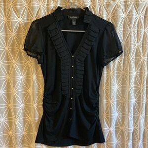 White House Black Market Black Ruffle Top